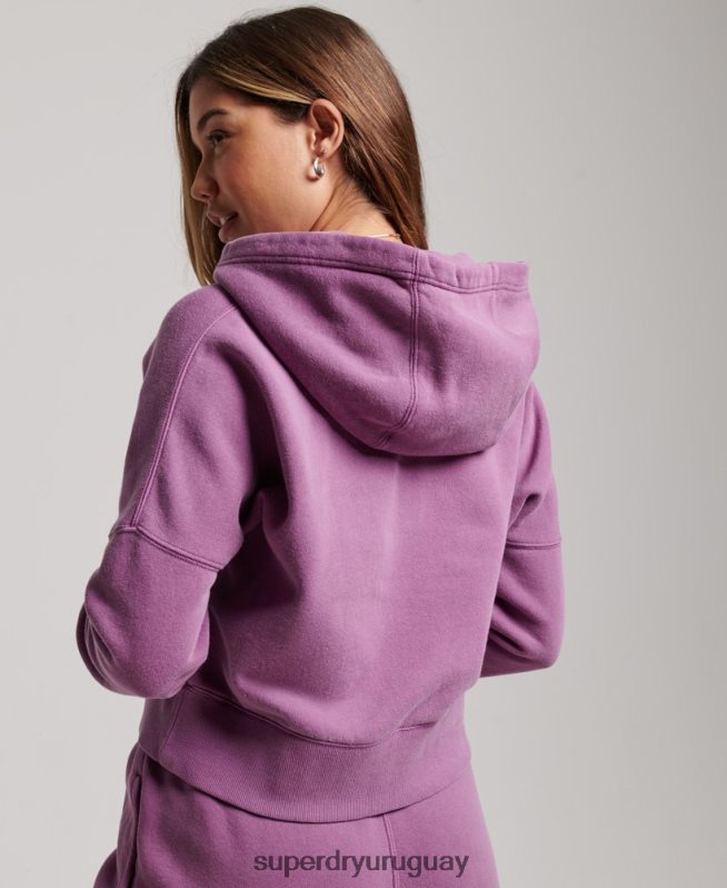 uy Superdry mujer sudadera corta con capucha y lavado púrpura DT2N8Z3318 ropa