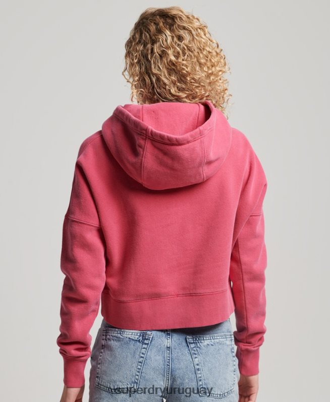 uy Superdry mujer sudadera corta con capucha y lavado rosa DT2N8Z3353 ropa