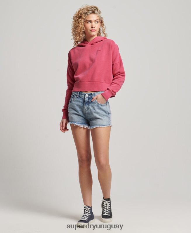 uy Superdry mujer sudadera corta con capucha y lavado rosa DT2N8Z3353 ropa