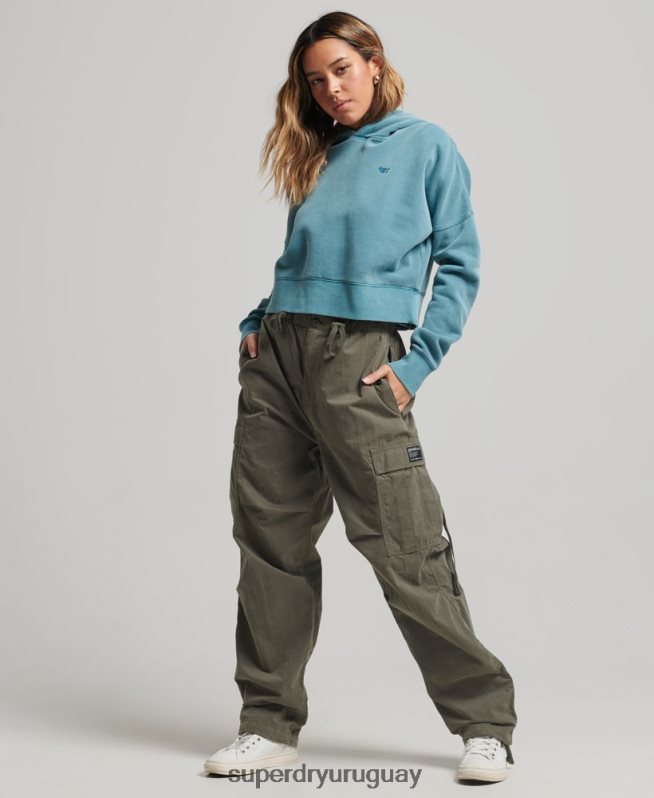 uy Superdry mujer sudadera corta con capucha y lavado turquesa DT2N8Z3407 ropa