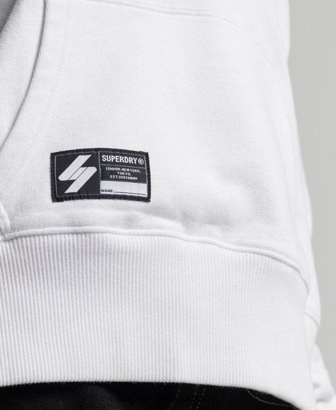 uy Superdry mujer sudadera corta con capucha y logo independiente blanco DT2N8Z5844 ropa
