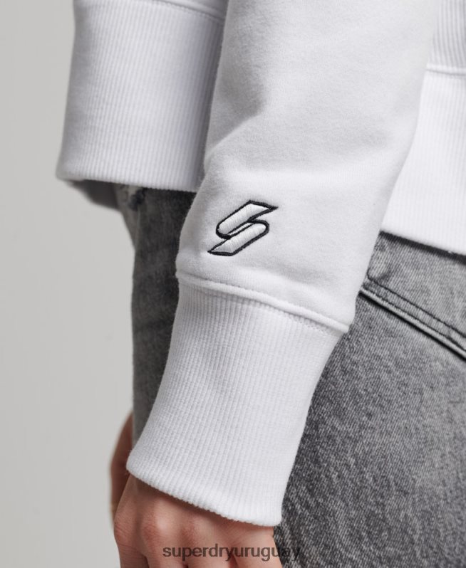 uy Superdry mujer sudadera corta con capucha y logo independiente blanco DT2N8Z5894 ropa