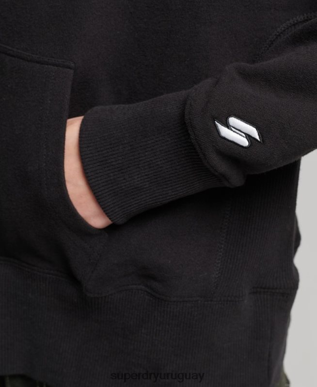 uy Superdry mujer sudadera corta con capucha y logo independiente negro DT2N8Z5780 ropa