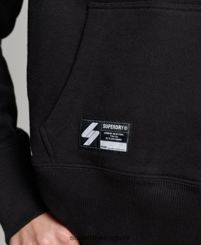 uy Superdry mujer sudadera corta con capucha y logo independiente negro DT2N8Z5871 ropa