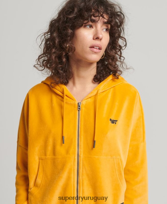 uy Superdry mujer sudadera corta con cremallera vintage oro DT2N8Z3439 ropa