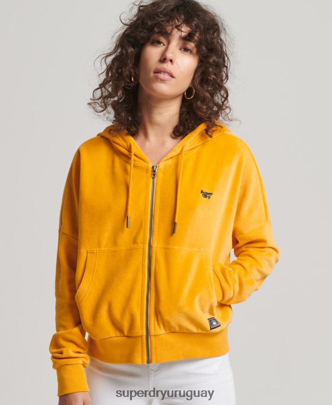 uy Superdry mujer sudadera corta con cremallera vintage oro DT2N8Z3439 ropa