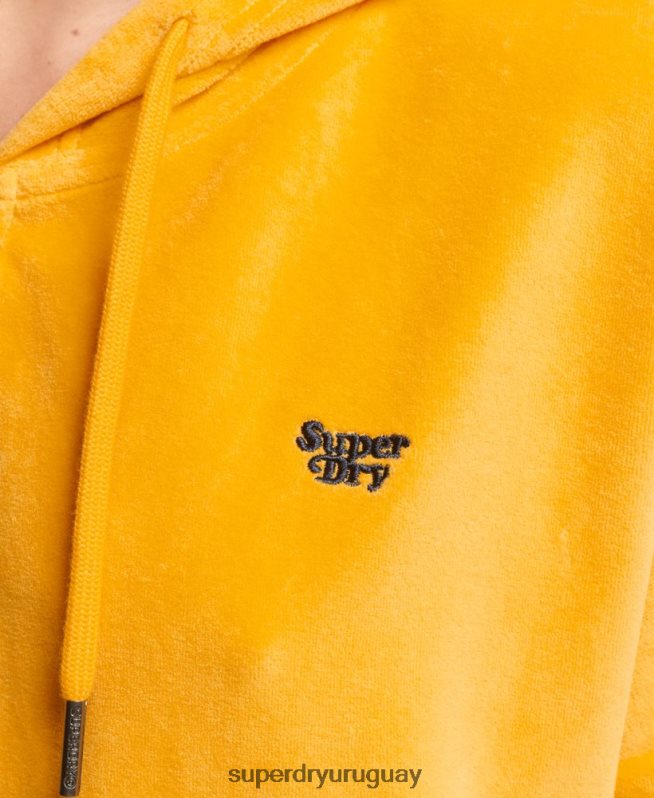 uy Superdry mujer sudadera corta con cremallera vintage oro DT2N8Z3439 ropa