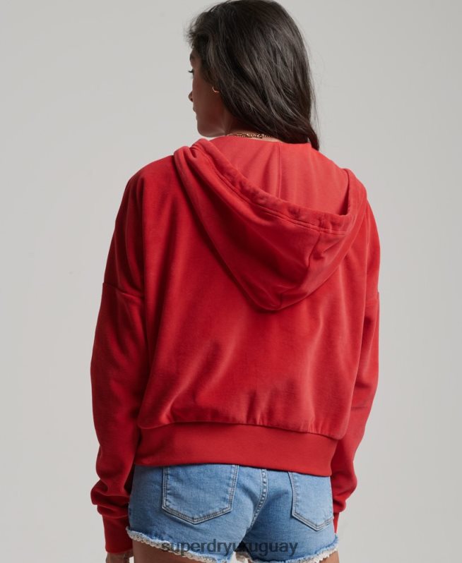 uy Superdry mujer sudadera corta con cremallera vintage rojo DT2N8Z6010 ropa