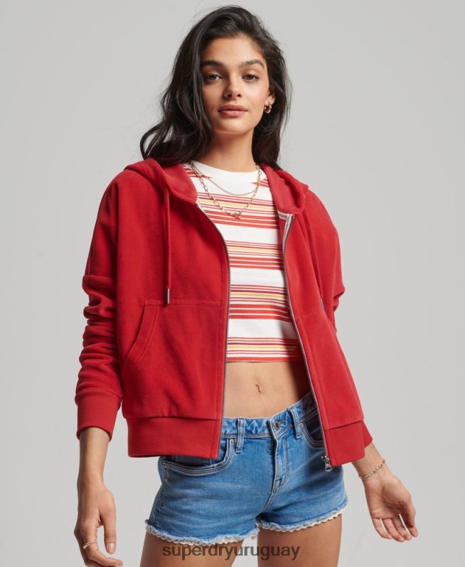 uy Superdry mujer sudadera corta con cremallera vintage rojo DT2N8Z6010 ropa