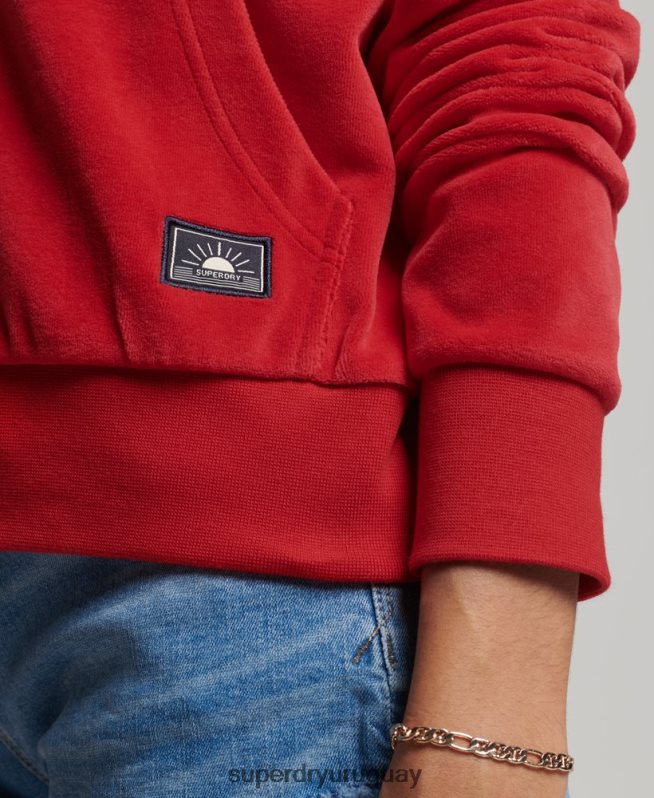 uy Superdry mujer sudadera corta con cremallera vintage rojo DT2N8Z6010 ropa