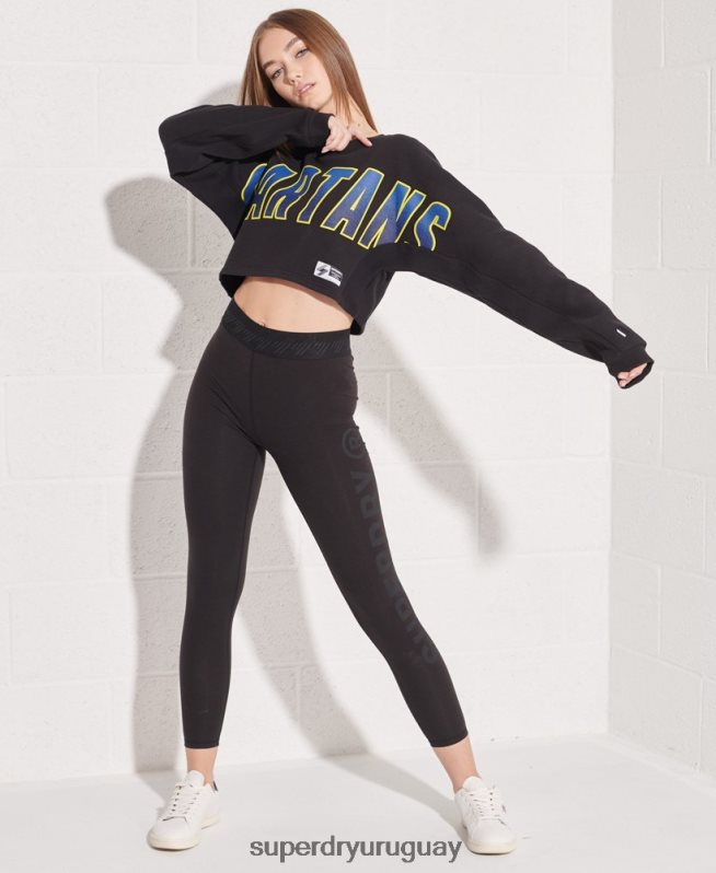 uy Superdry mujer sudadera corta con cuello de murciélago de la franquicia negro DT2N8Z3448 ropa