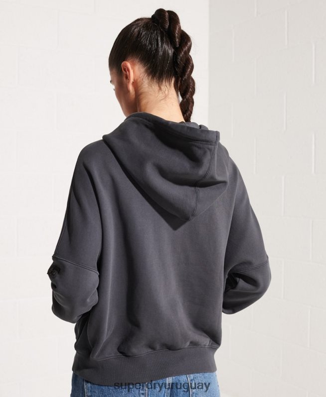 uy Superdry mujer sudadera corta con gráfico de expedición negro DT2N8Z6144 ropa