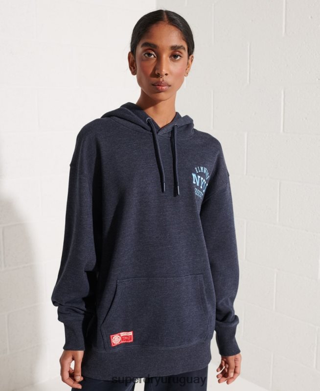 uy Superdry mujer sudadera corta con gráfico universitario azul DT2N8Z5977 ropa