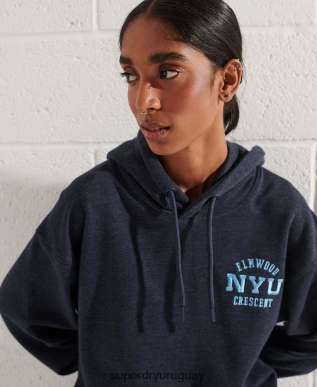 uy Superdry mujer sudadera corta con gráfico universitario azul DT2N8Z5977 ropa