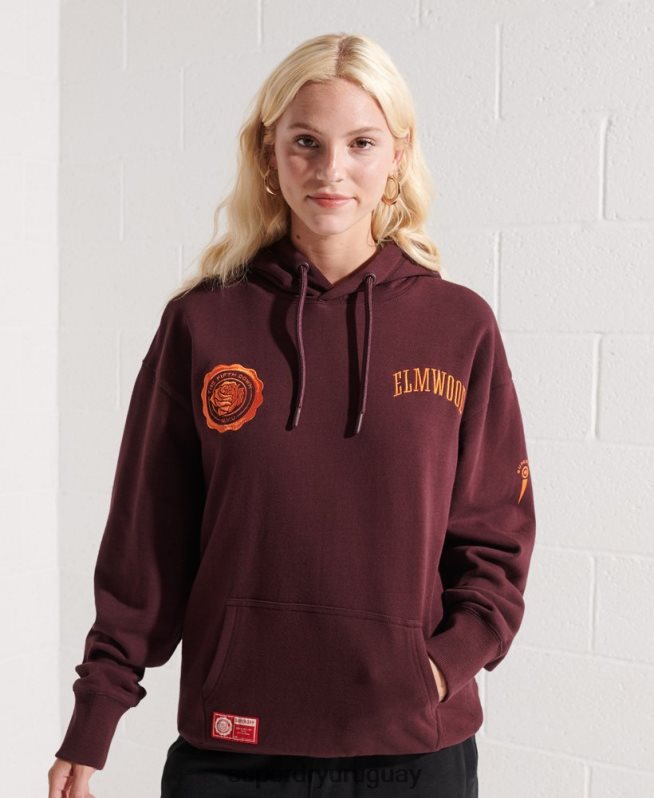 uy Superdry mujer sudadera corta con gráfico universitario rojo DT2N8Z5824 ropa