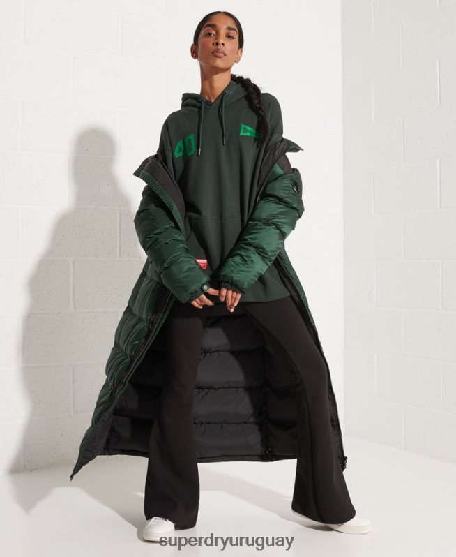 uy Superdry mujer sudadera corta con gráfico universitario verde DT2N8Z6168 ropa