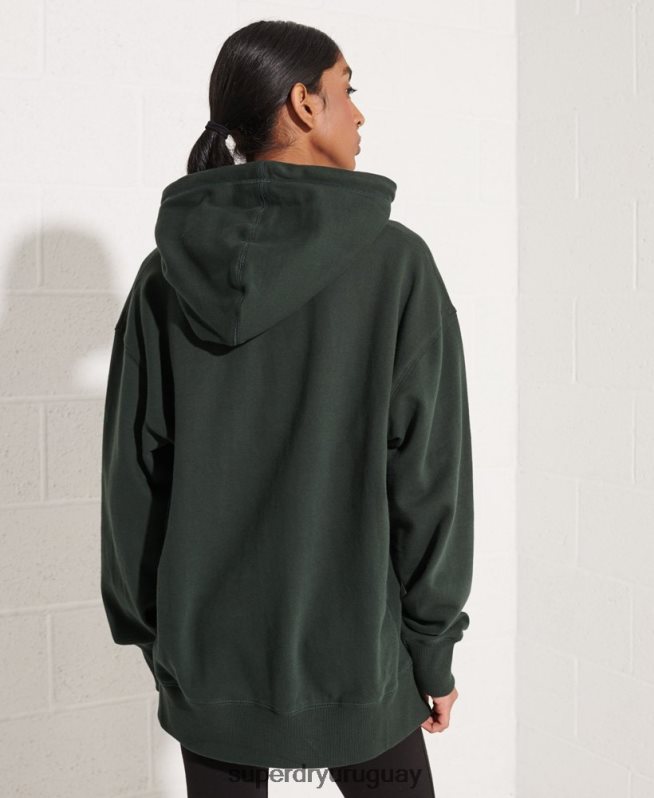 uy Superdry mujer sudadera corta con gráfico universitario verde DT2N8Z6168 ropa