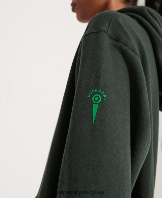 uy Superdry mujer sudadera corta con gráfico universitario verde DT2N8Z6168 ropa