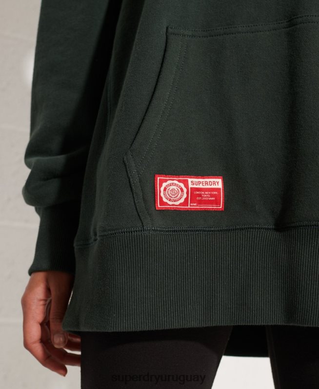 uy Superdry mujer sudadera corta con gráfico universitario verde DT2N8Z6168 ropa