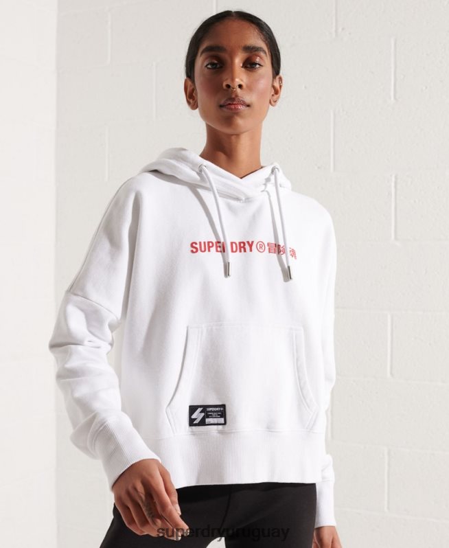 uy Superdry mujer sudadera corta con logo cooperado blanco DT2N8Z3483 ropa