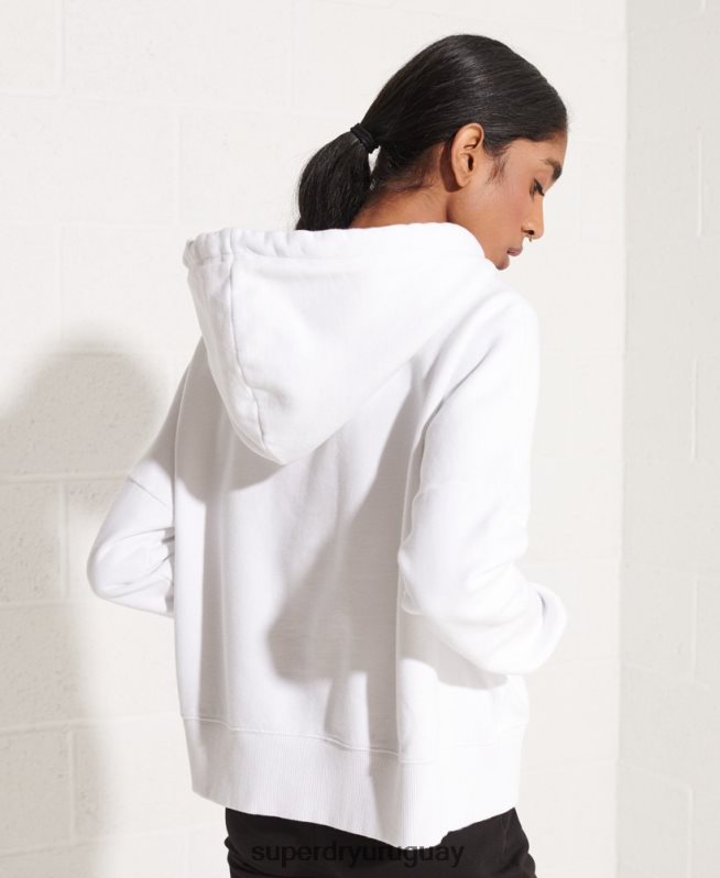 uy Superdry mujer sudadera corta con logo cooperado blanco DT2N8Z3483 ropa
