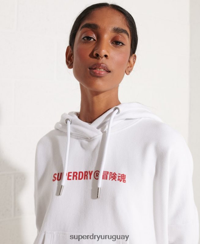 uy Superdry mujer sudadera corta con logo cooperado blanco DT2N8Z3483 ropa