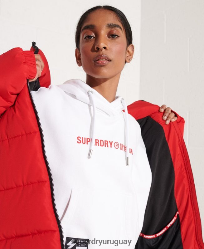 uy Superdry mujer sudadera corta con logo cooperado blanco DT2N8Z3483 ropa