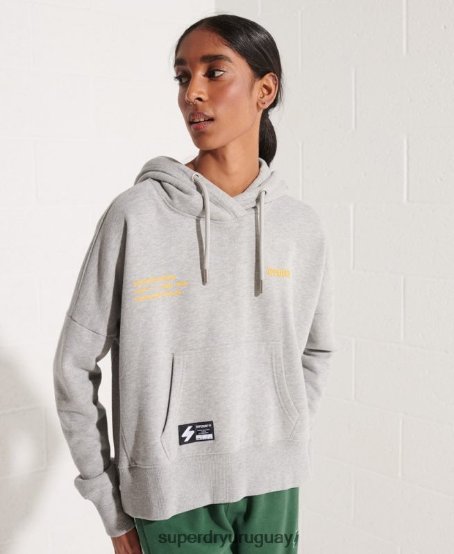 uy Superdry mujer sudadera corta con logo cooperado gris DT2N8Z3480 ropa