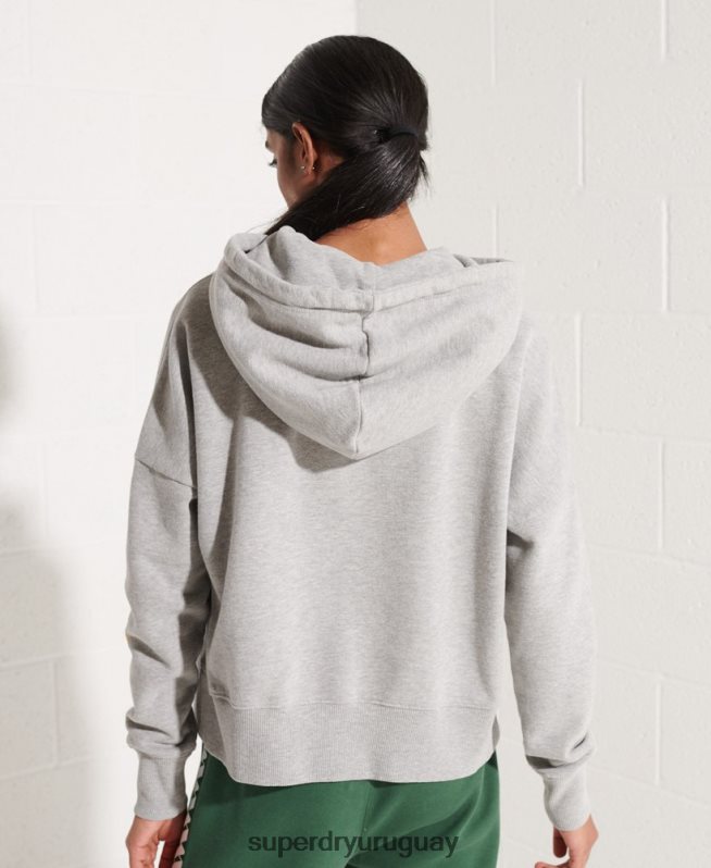 uy Superdry mujer sudadera corta con logo cooperado gris DT2N8Z3480 ropa