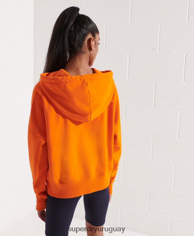 uy Superdry mujer sudadera corta con logo cooperado naranja DT2N8Z6145 ropa