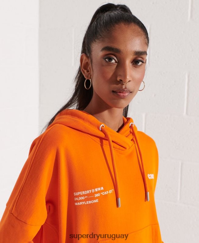 uy Superdry mujer sudadera corta con logo cooperado naranja DT2N8Z6145 ropa