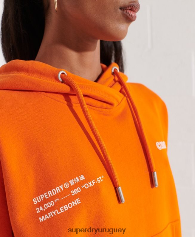 uy Superdry mujer sudadera corta con logo cooperado naranja DT2N8Z6145 ropa