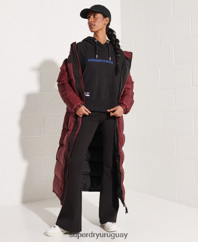 uy Superdry mujer sudadera corta con logo cooperado negro DT2N8Z3470 ropa