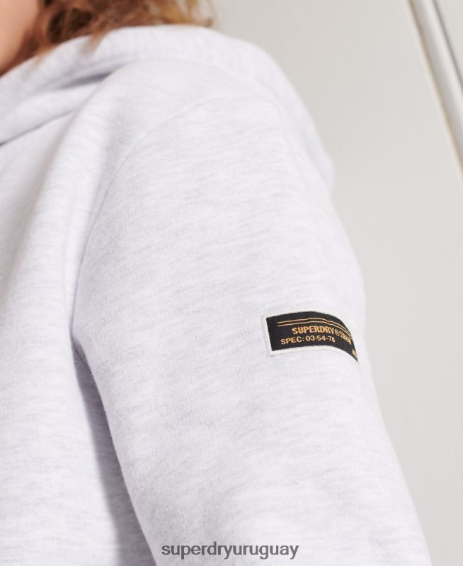 uy Superdry mujer sudadera corta con logo militar gris claro DT2N8Z3495 ropa