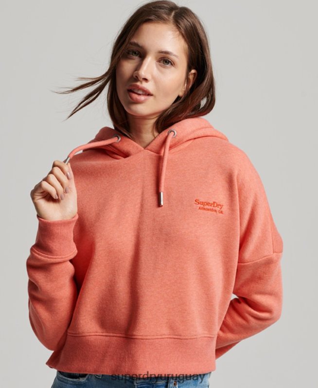 uy Superdry mujer sudadera corta con logo vintage coral DT2N8Z3366 ropa
