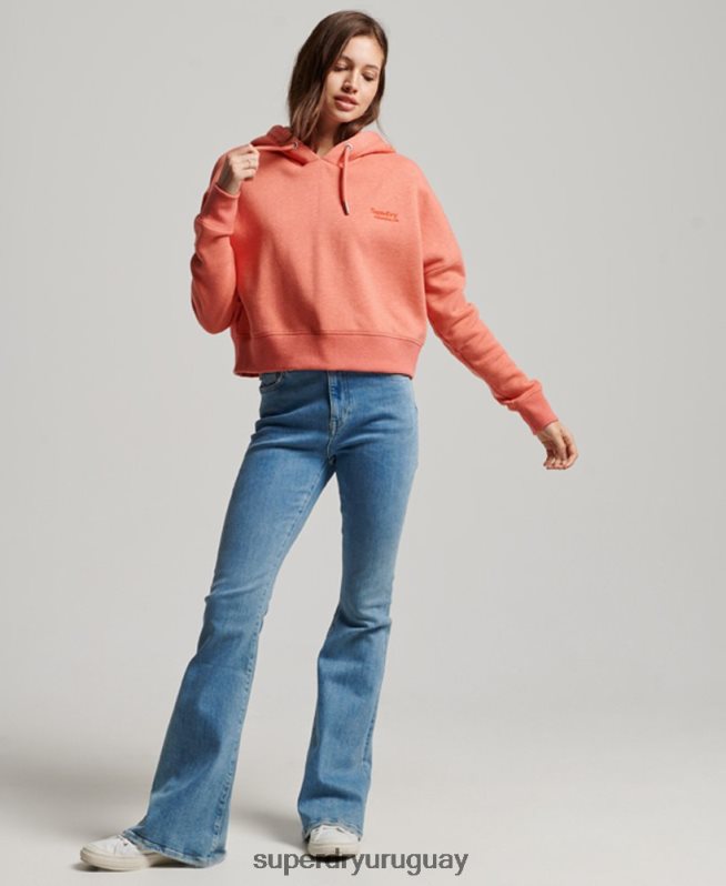 uy Superdry mujer sudadera corta con logo vintage coral DT2N8Z3366 ropa