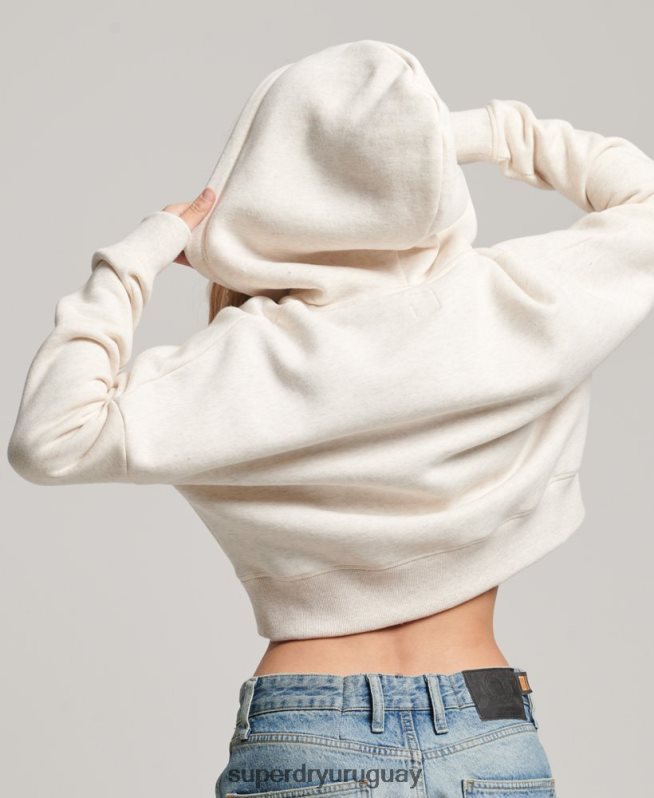 uy Superdry mujer sudadera corta con logo vintage crema DT2N8Z1977 ropa