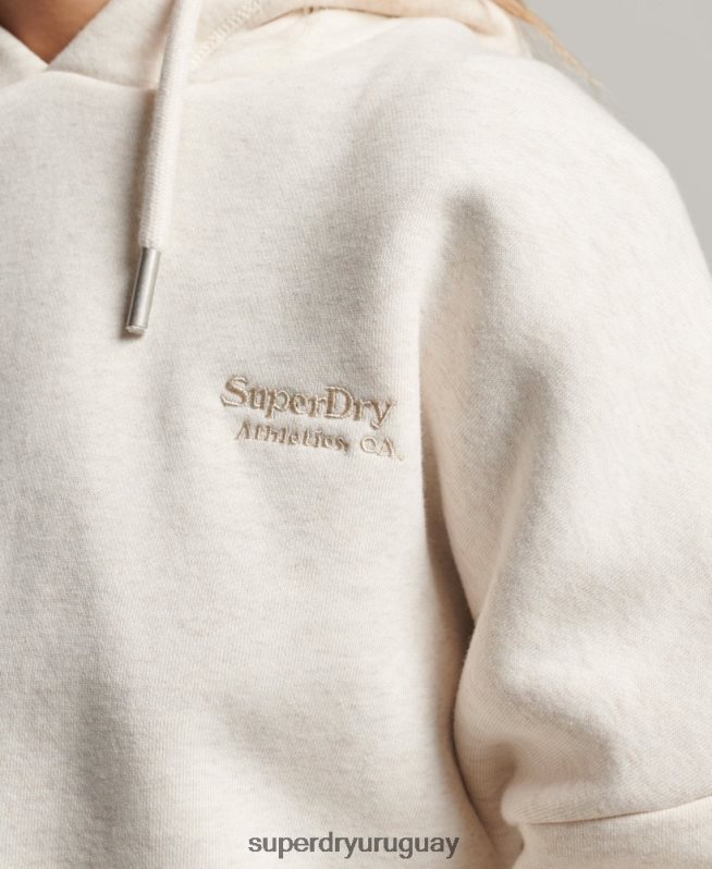 uy Superdry mujer sudadera corta con logo vintage crema DT2N8Z1977 ropa