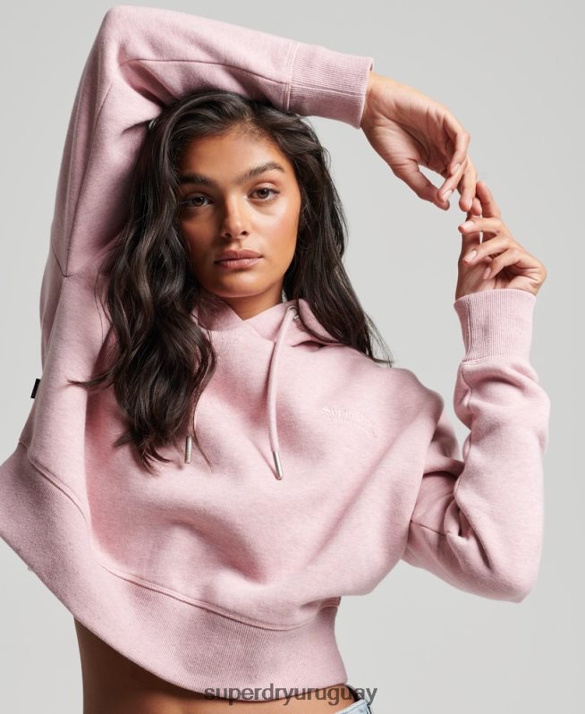 uy Superdry mujer sudadera corta con logo vintage rosa DT2N8Z3430 ropa