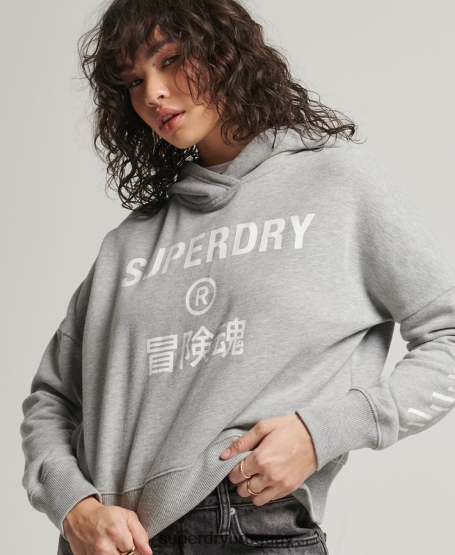 uy Superdry mujer sudadera corta deportiva con capucha gris DT2N8Z5898 ropa