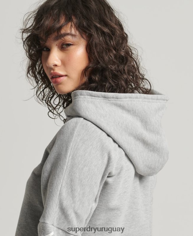 uy Superdry mujer sudadera corta deportiva con capucha gris DT2N8Z5898 ropa