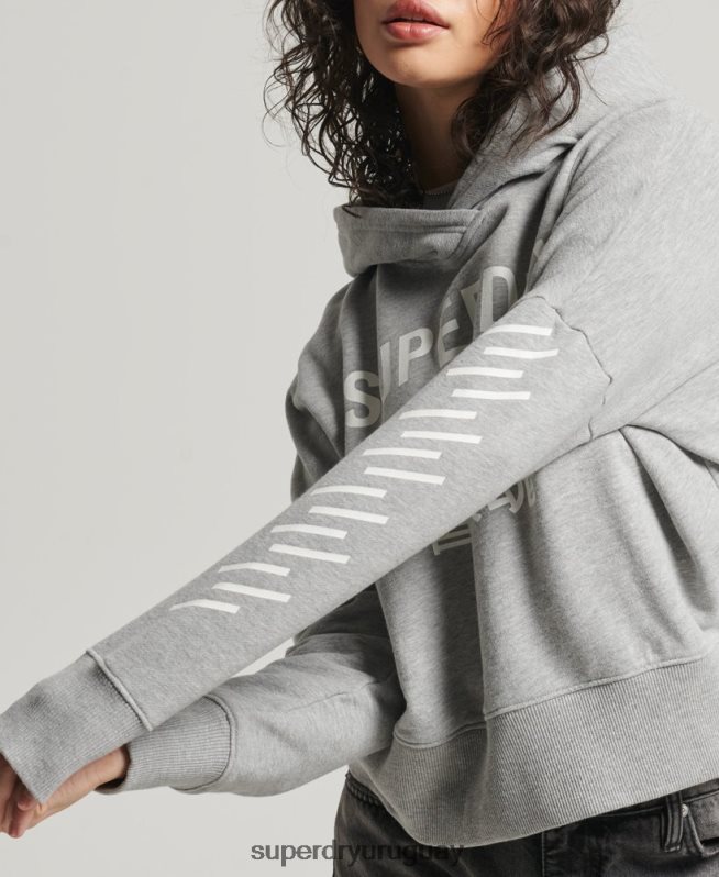 uy Superdry mujer sudadera corta deportiva con capucha gris DT2N8Z5898 ropa