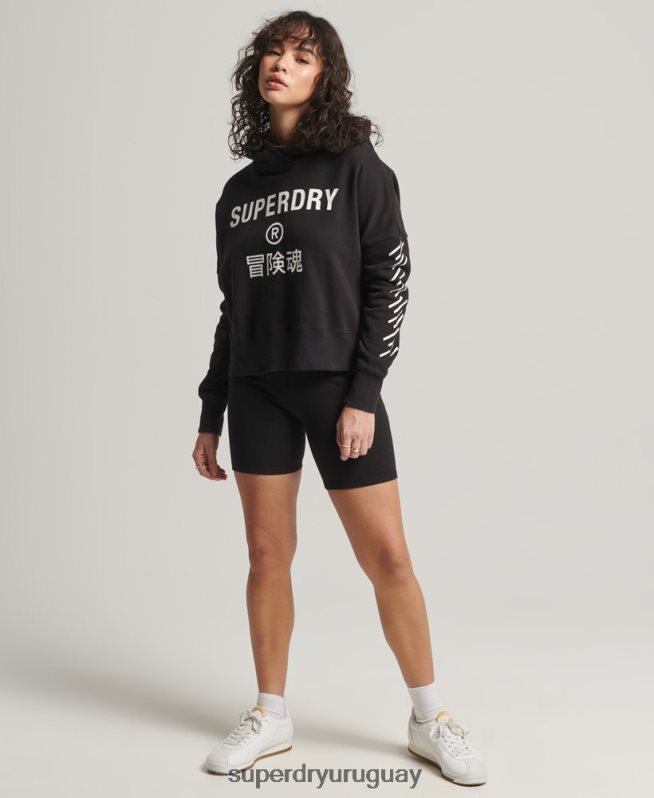 uy Superdry mujer sudadera corta deportiva con capucha negro DT2N8Z3493 ropa