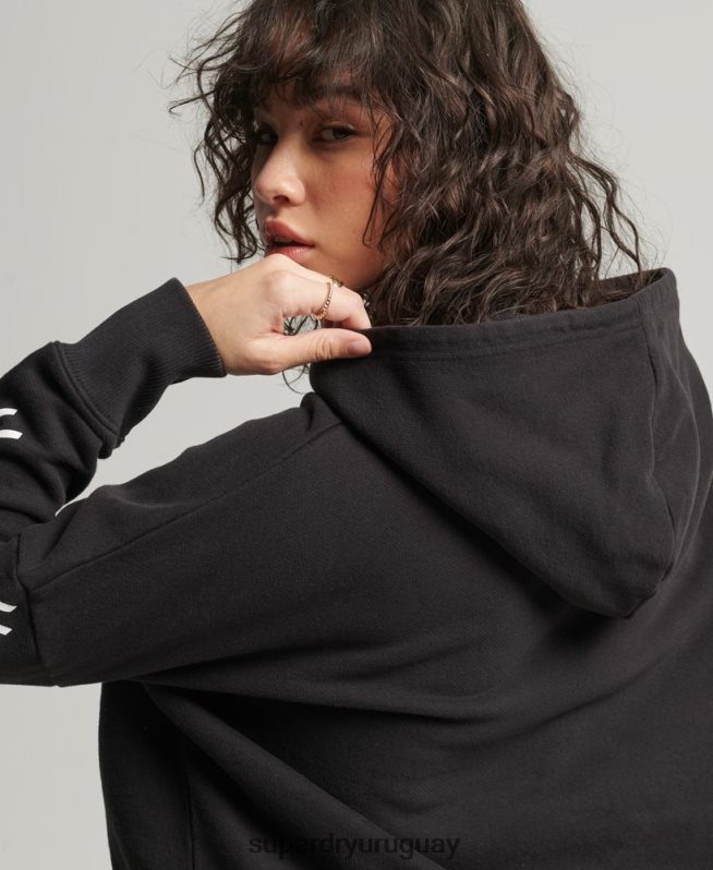 uy Superdry mujer sudadera corta deportiva con capucha negro DT2N8Z3493 ropa