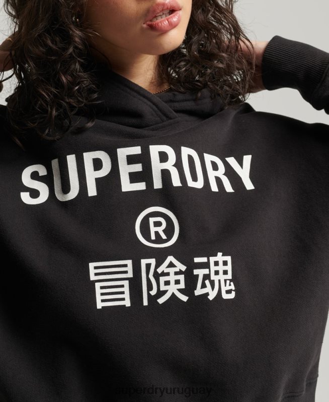 uy Superdry mujer sudadera corta deportiva con capucha negro DT2N8Z3493 ropa