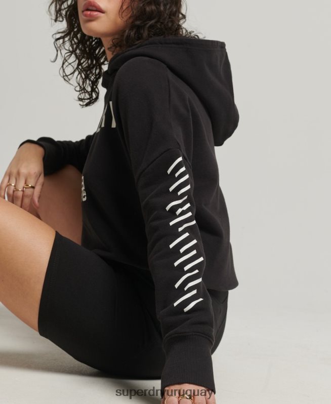 uy Superdry mujer sudadera corta deportiva con capucha negro DT2N8Z3493 ropa