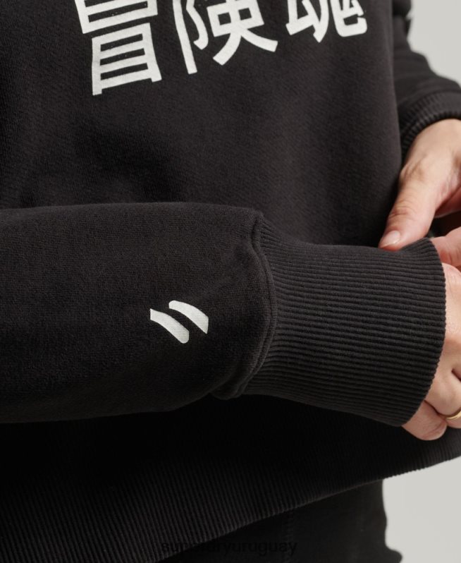 uy Superdry mujer sudadera corta deportiva con capucha negro DT2N8Z3493 ropa