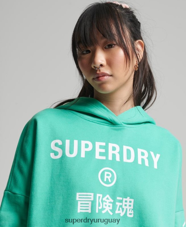 uy Superdry mujer sudadera corta deportiva con capucha verde DT2N8Z5978 ropa