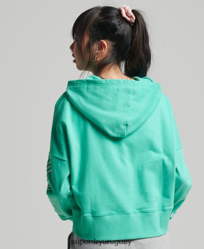 uy Superdry mujer sudadera corta deportiva con capucha verde DT2N8Z5978 ropa