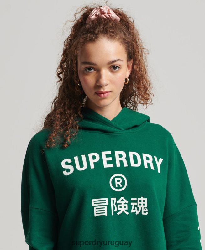 uy Superdry mujer sudadera corta deportiva con capucha verde DT2N8Z6087 ropa